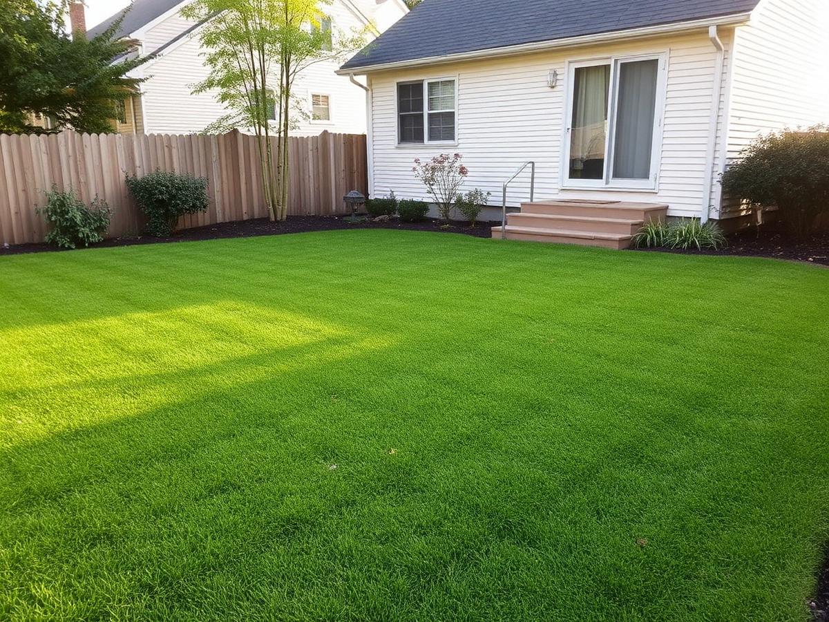 Restored New Jersey backyard lawn after bamboo removal